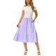 thumbnail image 2 of INSPIRE CHIC Falda de Cuadros para Mujer Regreso a Clases Verano Casual Cintura con Cordón Falda Midi de Línea A con Volantes Cuadros Lila S, 2 of 6