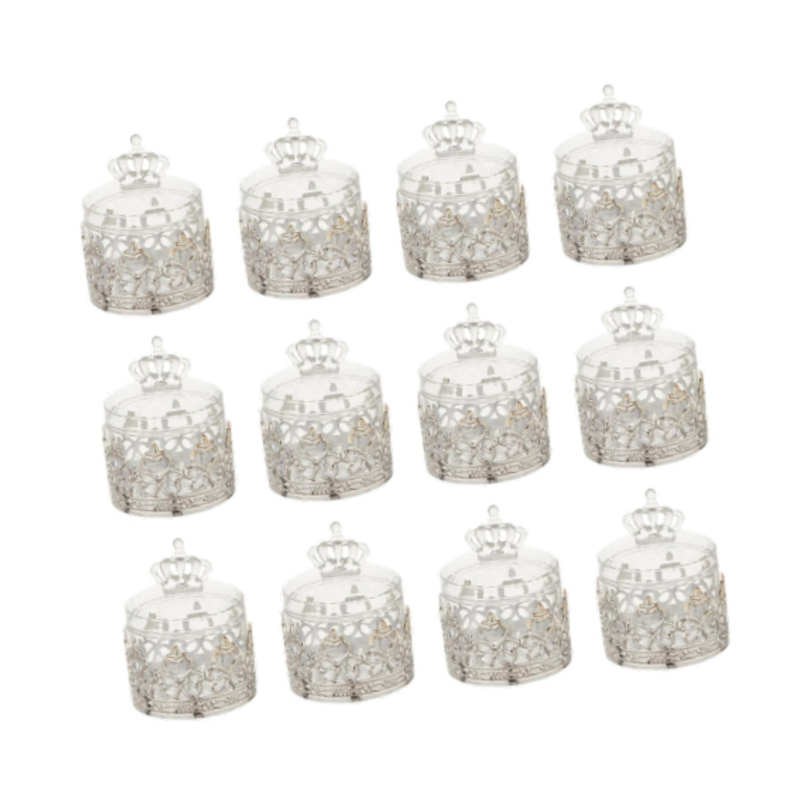 Magideal - 12 Cajas De Almacenamiento De Dulces, Recuerdos De Boda, Decoración, Frascos Decorativos Para Dulces, Diseño Vintage, Contenedores Para Bocadillos, Es Corona De Plata
