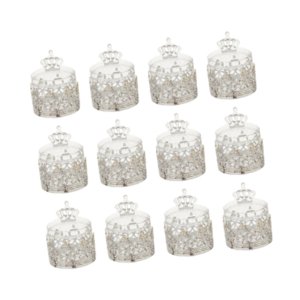 Magideal - 12 Cajas De Almacenamiento De Dulces, Recuerdos De Boda, Decoración, Frascos Decorativos Para Dulces, Diseño Vintage, Contenedores Para Bocadillos, Es Corona De Plata
