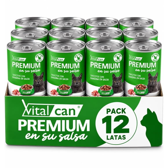 Pack x12 Vitalcan Premium Gato Adulto – Trocitos con Sardina en Salsa 340g