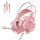 thumbnail image 3 of Auriculares Para Juegos Orejeras Suaves Cancelación De Ruido Con Luz Para Teléfono Oficina Dual 3.5mm USB Rosa, 3 of 5