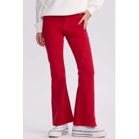 Fashionspark - Jeans Mujer Flare Color Line Rojo Oscuro
