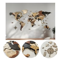 Genérico - Cuadro Mapa Mundo Madera 3D 200X120 Cm