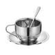 thumbnail image 1 of Tazas De Café Con Aislamiento Irrompibles Con Platillo Y Cuchara De Acero Inoxidable 180 Ml Plateado, 1 of 3