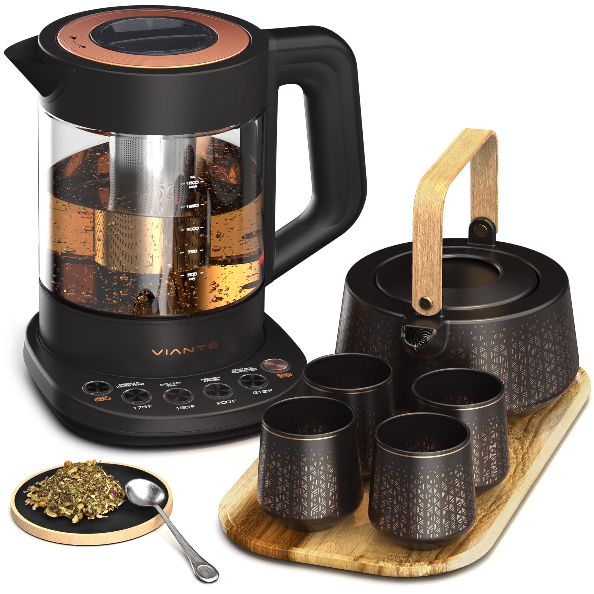 Set De Té Vianté, Hervidor Eléctrico De Lujo Con Infusor Y Set De Cerámica