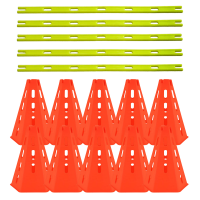 Linea Sport - Set De 10 Conos Hexagonales 30 Cm Con Orificio Y 5 Barras 80 Cm