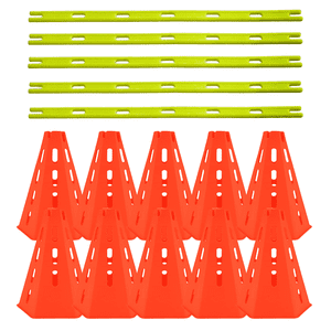 Linea Sport - Set De 10 Conos Hexagonales 30 Cm Con Orificio Y 5 Barras 80 Cm