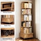 thumbnail image 3 of 6 Tier Rotating Bookshelf, 360° Display Round Spinning Bookshelf with Wheels and Drawer, Space-Saving, Small Space Rotating Bookshelf Tower for Bedroom, Living Room, Home, Office, Wood Color, 3 of 3