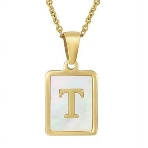 Collar Heshpaws Shell Initial Letter A-Z Oro Amarillo 18 In
