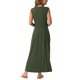 thumbnail image 3 of INSPIRE CHIC Vestidos sin mangas para mujer con botones, ajuste acampanado, línea A, fluido, casual, vestidos largos, atuendos de verano XL verde militar, 3 of 6
