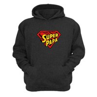 Genérico - Polerón Canguro Super Papá Gris Oscuro Talla Xl Unisex