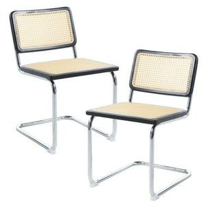 Pandalino - Pack 2 Silla Voladiza Color Negro | Ratan & Metal | Comedor/Living