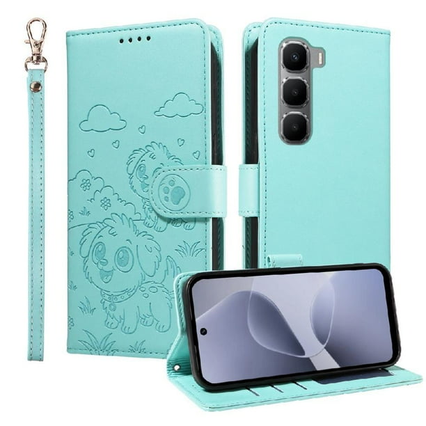 Funda Billetera FOXDOCK Compatible con Infinix Hot 60i 4G, Diseño Perrito Tierno, Ranuras para Tarjetas y Soporte Plegable