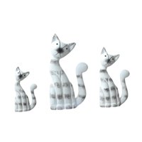 Bothyi - 3 Figuras De Gatitos, Esculturas De Animales, Adornos Coleccionables, Estatuas De Gatos De Madera