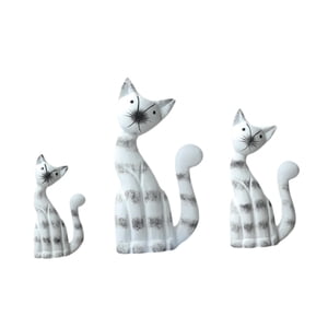 Bothyi - 3 Figuras De Gatitos, Esculturas De Animales, Adornos Coleccionables, Estatuas De Gatos De Madera