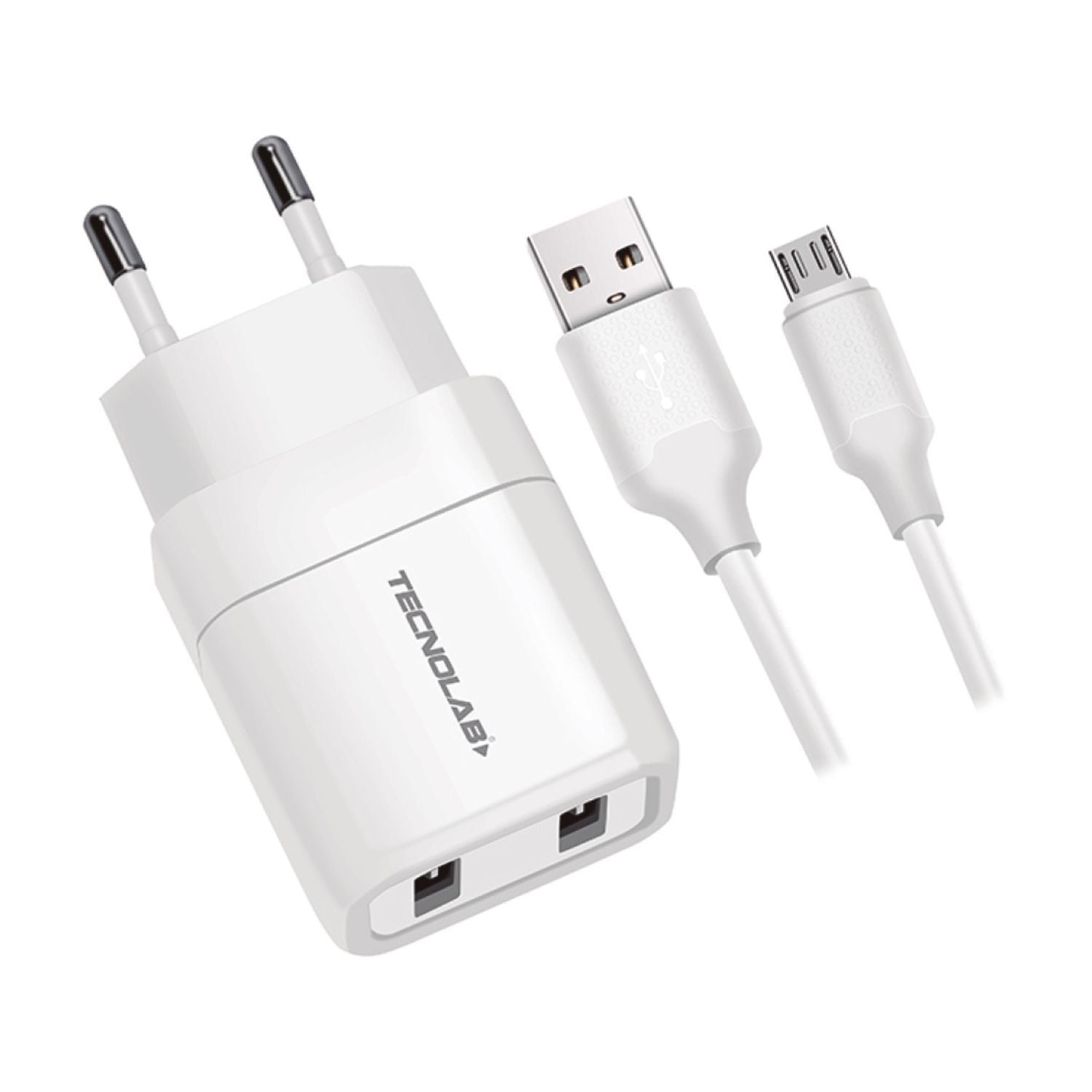 Tecnolab - Cargador De Pared Usb Doble Con Cable Micro Usb 2.4a - Sc
