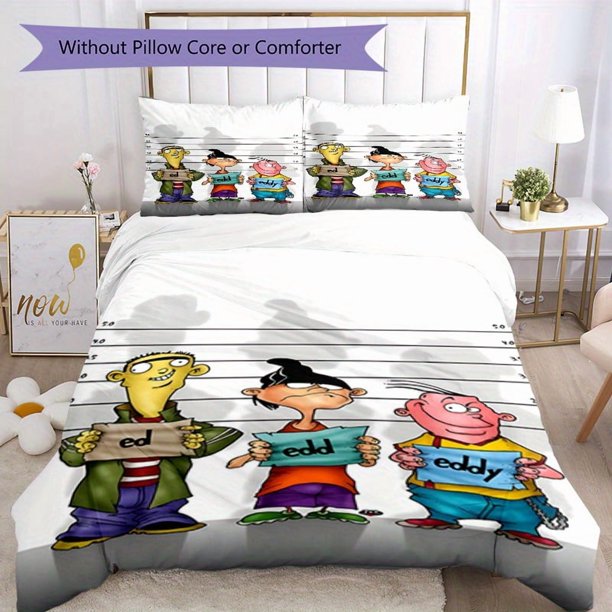 3pcs Bedding Set Duvet Cover Closure Includes 1 Duvet Cover & 2 Pillowcases for All Seasons Bedroom Decor, Home Dorm High-Definition Print Ed, Edd n Eddy F180