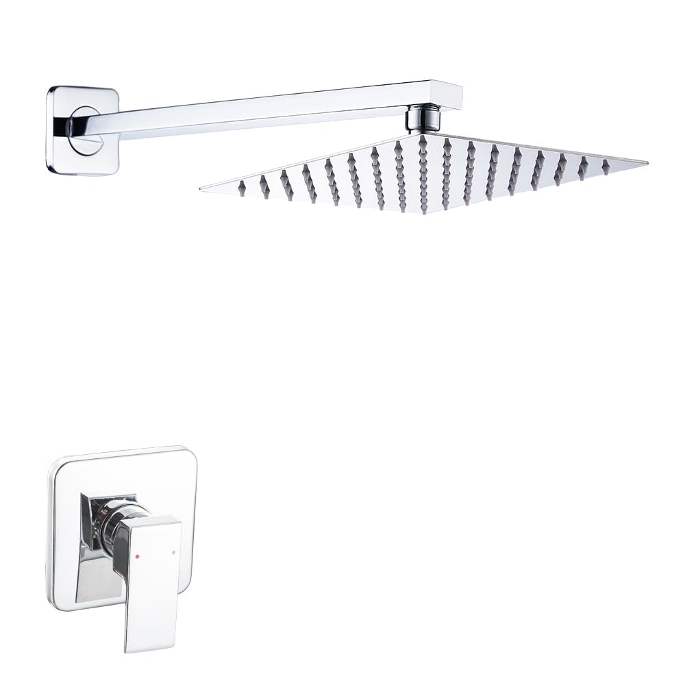 Juego De Grifos De Ducha Heable Chrome Con Ducha Tipo Lluvia De 20 Cm