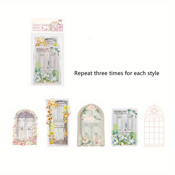 15pcs/pack Retro Flower Window Material Paper - Perfect for Scrapbooking, Journaling, Laptops, Water Bottles & More!