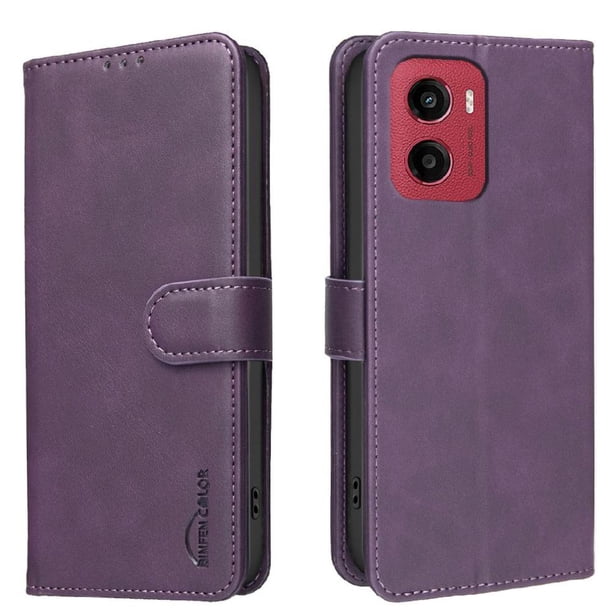 Funda Billetera para Motorola Moto G05 Protección RFID y Soporte Ajustable Morado
