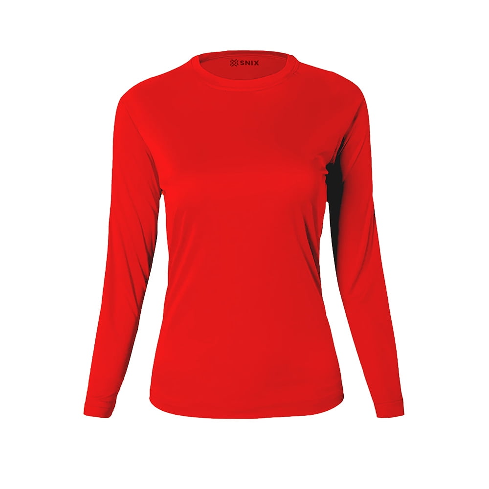 Snix - Polera Femenina Dry Fit Manga Larga-rojo Talla Xxl