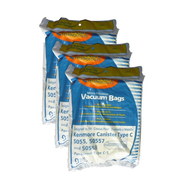 Bolsas de repuesto EnviroCare para aspiradora Kenmore Canister Q 50555, 50558, 50557 y Panasonic tipo C-5, paquete de 27