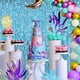 thumbnail image 2 of 4 Pack 3.3 pies x 6.6 pies ondulado Sparkle Aqua Teal Cortina de lámina azul - agua azul lámina Streamers para vacaciones soltera océano temática decoración invierno fiesta decoraciones suministros, 2 of 3