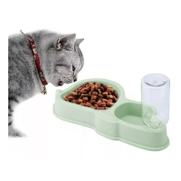 Dispensador De Agua + Plato Antiansiedad (ahogo) Todo En Uno Verde