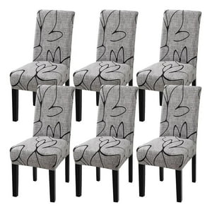 Casadeliacl - Cubre Sillas Elastica Con Diseño Gris Elegante 6 Pieza Rouss