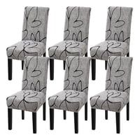Casadeliacl - Cubre Sillas Elastica Con Diseño Gris Elegante 6 Pieza Rouss