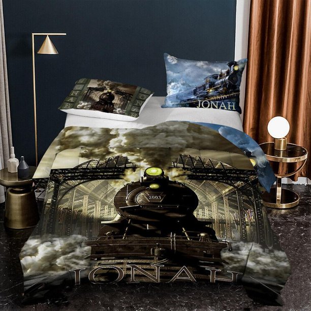 Retro Train03 Quilt Duvet Cover Set Super Home Textiles Bed Linen3-Piece Bedding Set