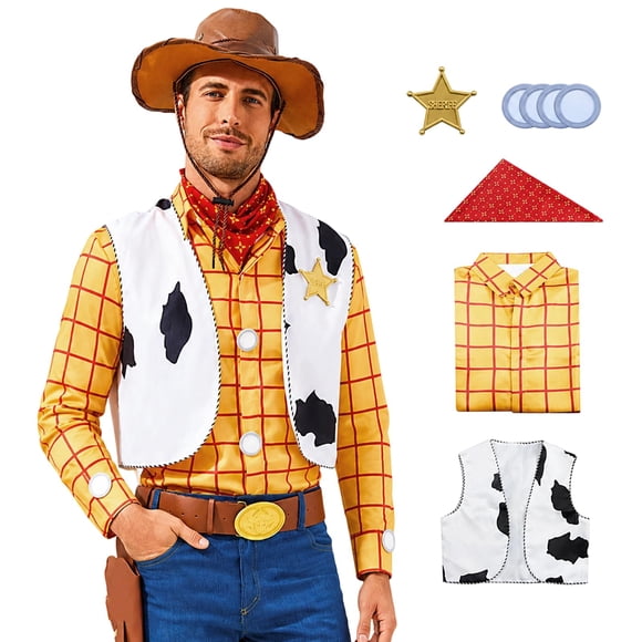 Camisa LILLIWEEN de Disfraz de Sheriff Vaquero Talla L a Cuadros