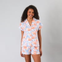 Pijamas Top Camisero / Short Caja Flores Mujer 33881-243