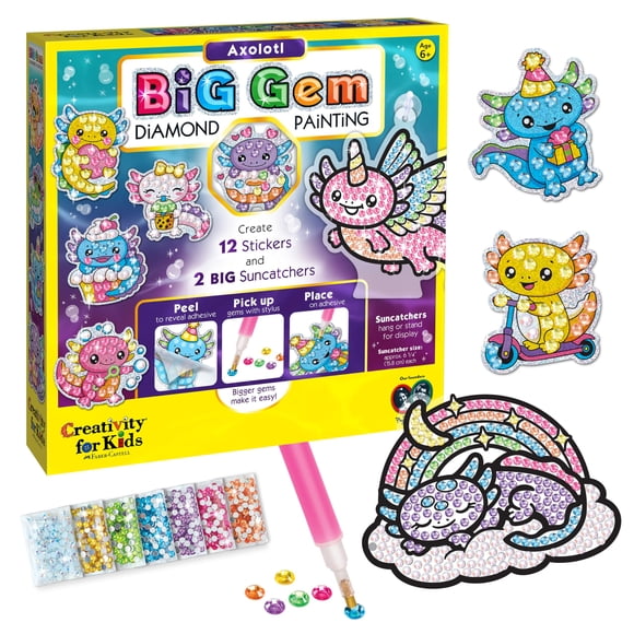 Kit de pintura con diamantes Creativity para niños Big Gem Axolotl