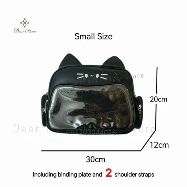 New Y2K Korean Kawaii Cat Ita Bag Cute PU Shoulder Bag Girls Transparent Pocket Harajuku Crossbody Bag Women's Fashion Backpacks