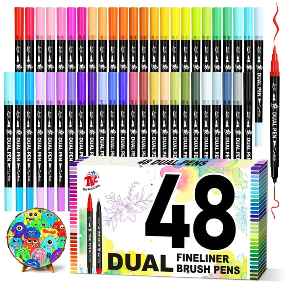 Plumas de pincel TBC The Best Crafts 48 colores de doble punta