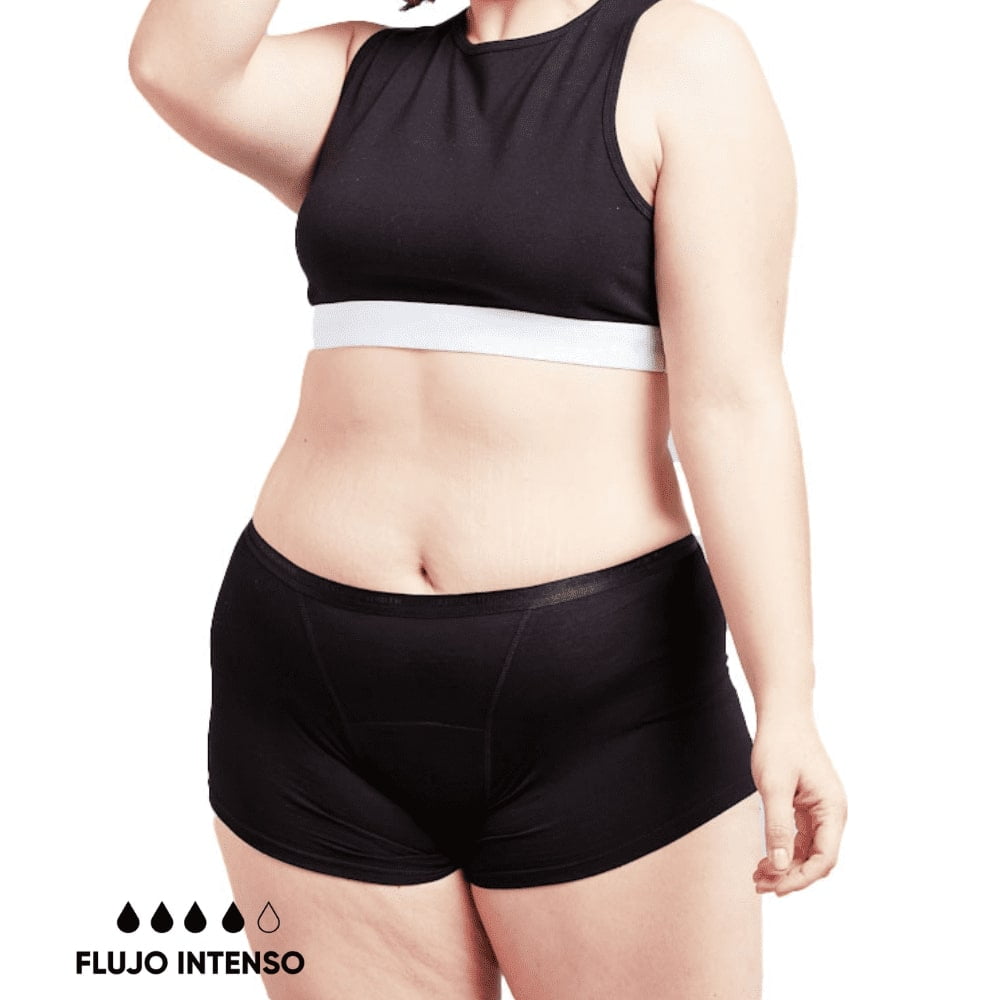 Bloodygreen - Calzón Menstrual Short Intenso Xs Negro