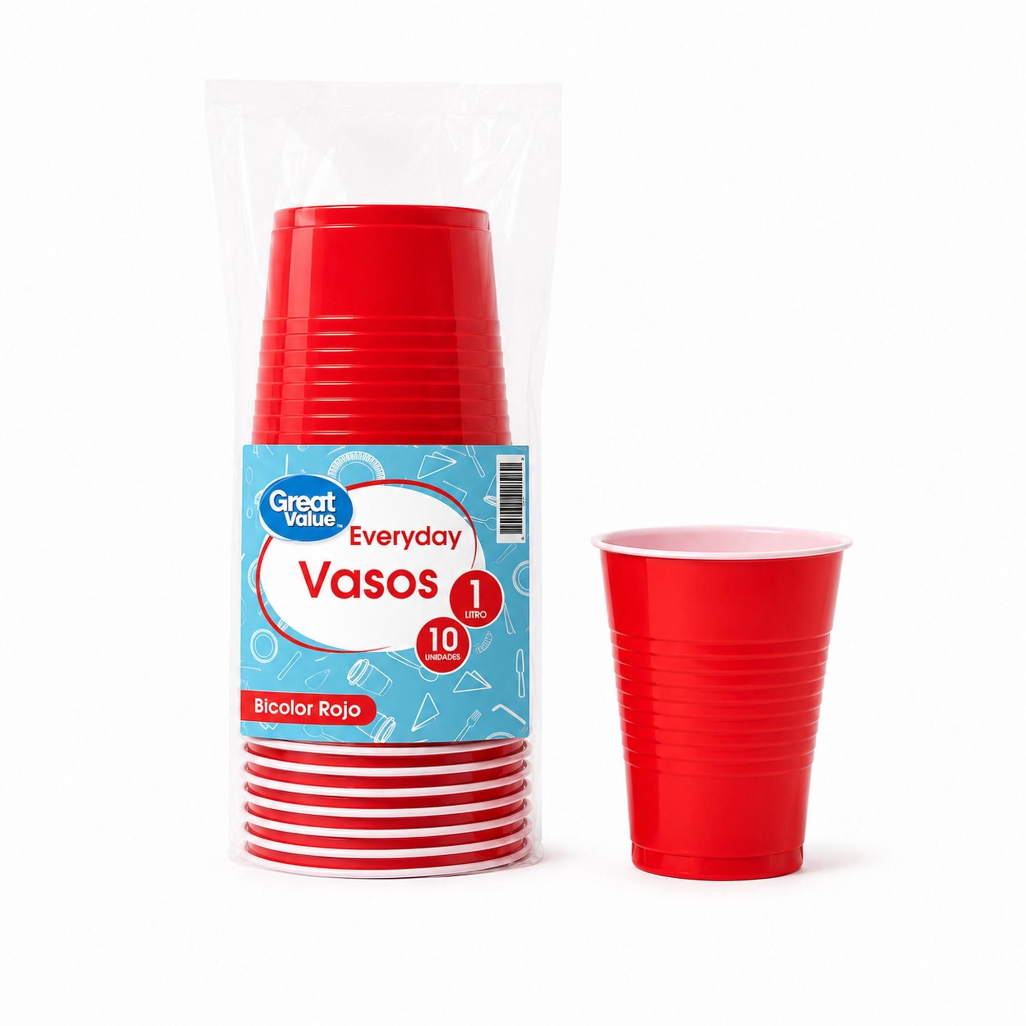 Set De Vasos Plásticos Rojo 500cc 20 un Great Value