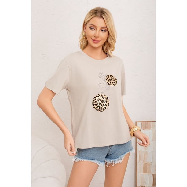 Polera Mujer Algodon Manga Corta Oversize Aplicacion 2012