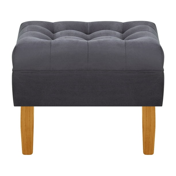 Pouf Wood 1c Felpa 04 Gris