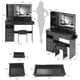 thumbnail image 1 of 41" Large Size Left Drawer Desktop Vanity Table+Cushioned Stool Dresser Set, 2 AC+2 USB Power Station, Hair Dryer Stand, Extra Large Touch Control LED Mirror, 3-color Switch, EPA, GCC, UL Certificate, 1 of 3