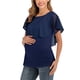 thumbnail image 5 of Camiseta de maternidad para mujer, de cuello redondo, de color liso, de gasa, informal, de verano, de manga corta, 5 of 8