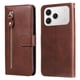 thumbnail image 1 of Funda tipo cartera para Tecno Spark 40 4G con bolsillo con cremallera y ranuras para tarjetas – Función de soporte Marrón, 1 of 5
