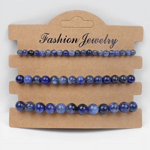 3pcs/set Colorful Natural Stone Beads Bracelets - Stretchable Bangle Jewelry Gift for Women