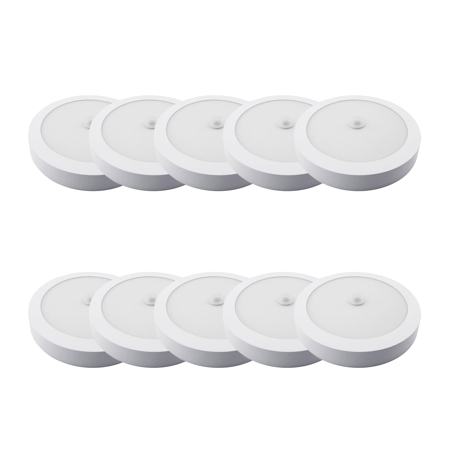 Want - Pack 10 Panel Redondo Led Eco Sobrepuesto Blanco Con Sensor 18w Neutro