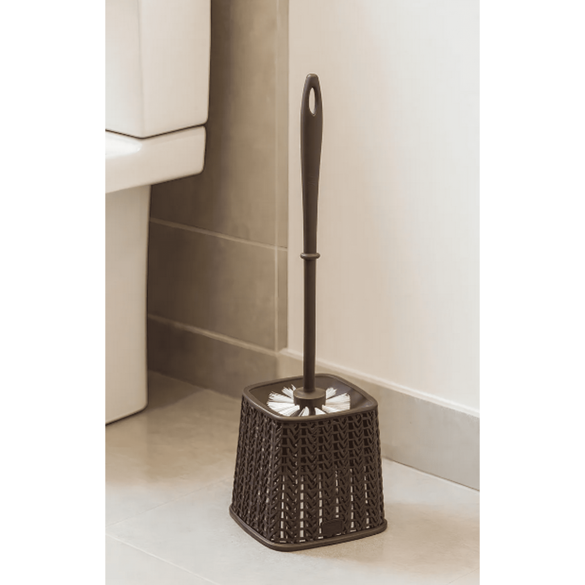 Hisopo Cepillo Limpia Inodoro Wc Con Base Reyplast Color Cafe Con Base Cuadra