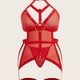 thumbnail image 1 of Plus Size Sexy Lingerie Set, Women's Plus Ring Linked Faux Pearl Decor Cut Out Harness Gartered Teddy Bodysuit & Thong 2pcs Set, 1 of 3