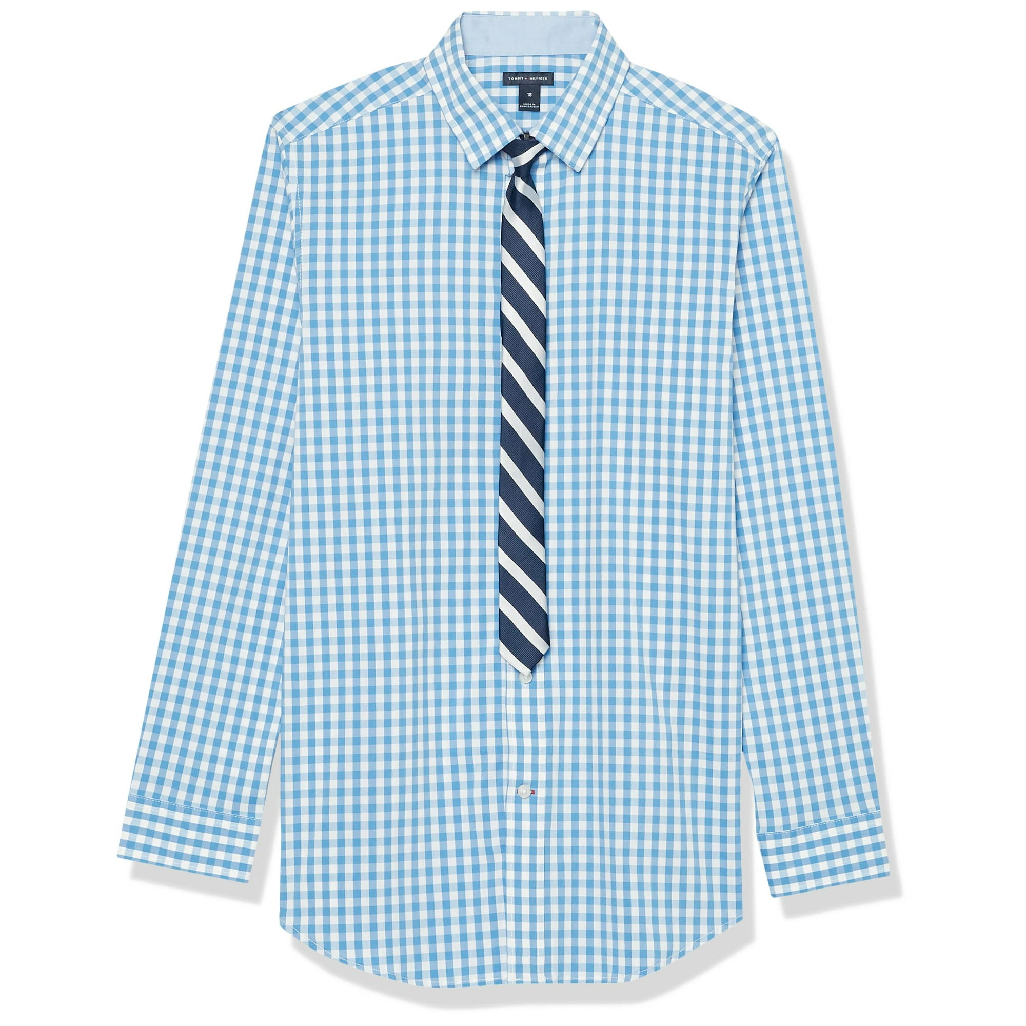 Camisa De Vestir Tommy Hilfiger Para Niños, 8 Husky, Con Corbata Recta