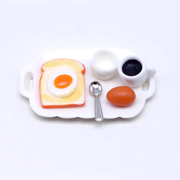 Set de desayuno en miniatura WinLDMonmo a escala 1:12 de 7 piezas
