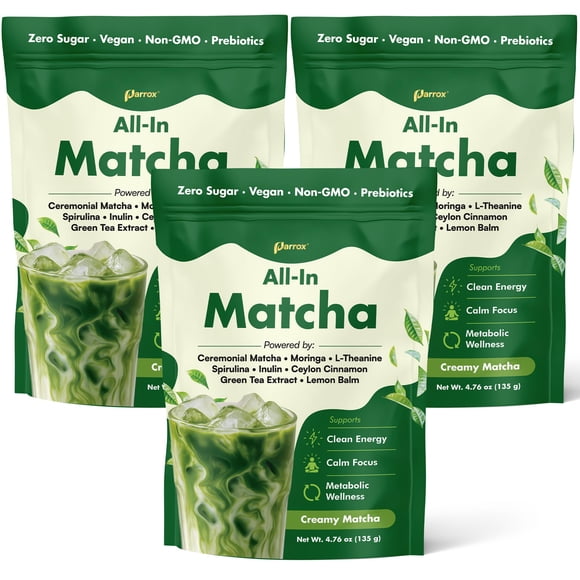 Polvo de Matcha Parrox Grado Ceremonial 3 Paquetes 135g